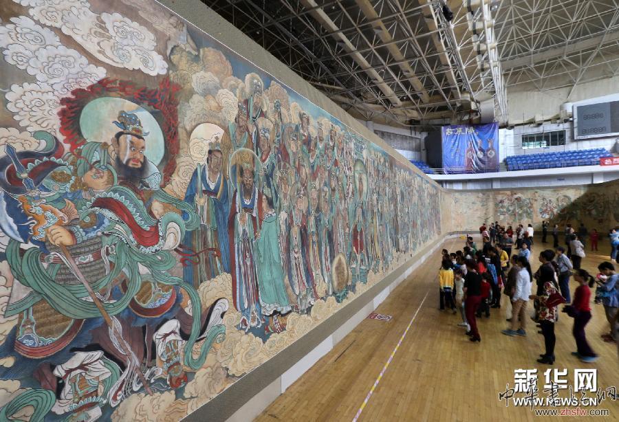 山西永乐宫壁画临摹版湖北襄阳展出 组图