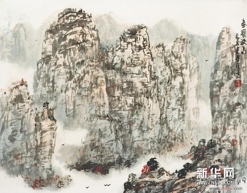 秦岭秋高 国画